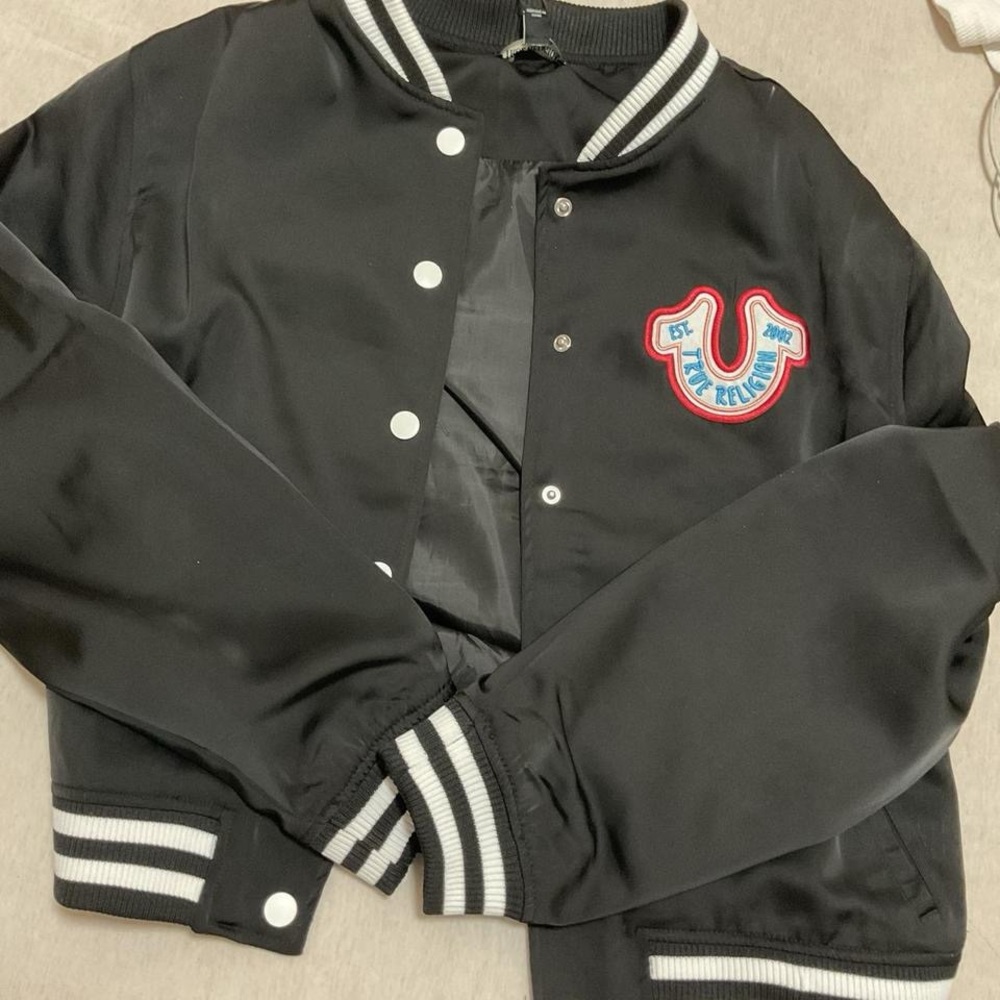 True Religion varsity satin jacket (SEND OFFERS!!)